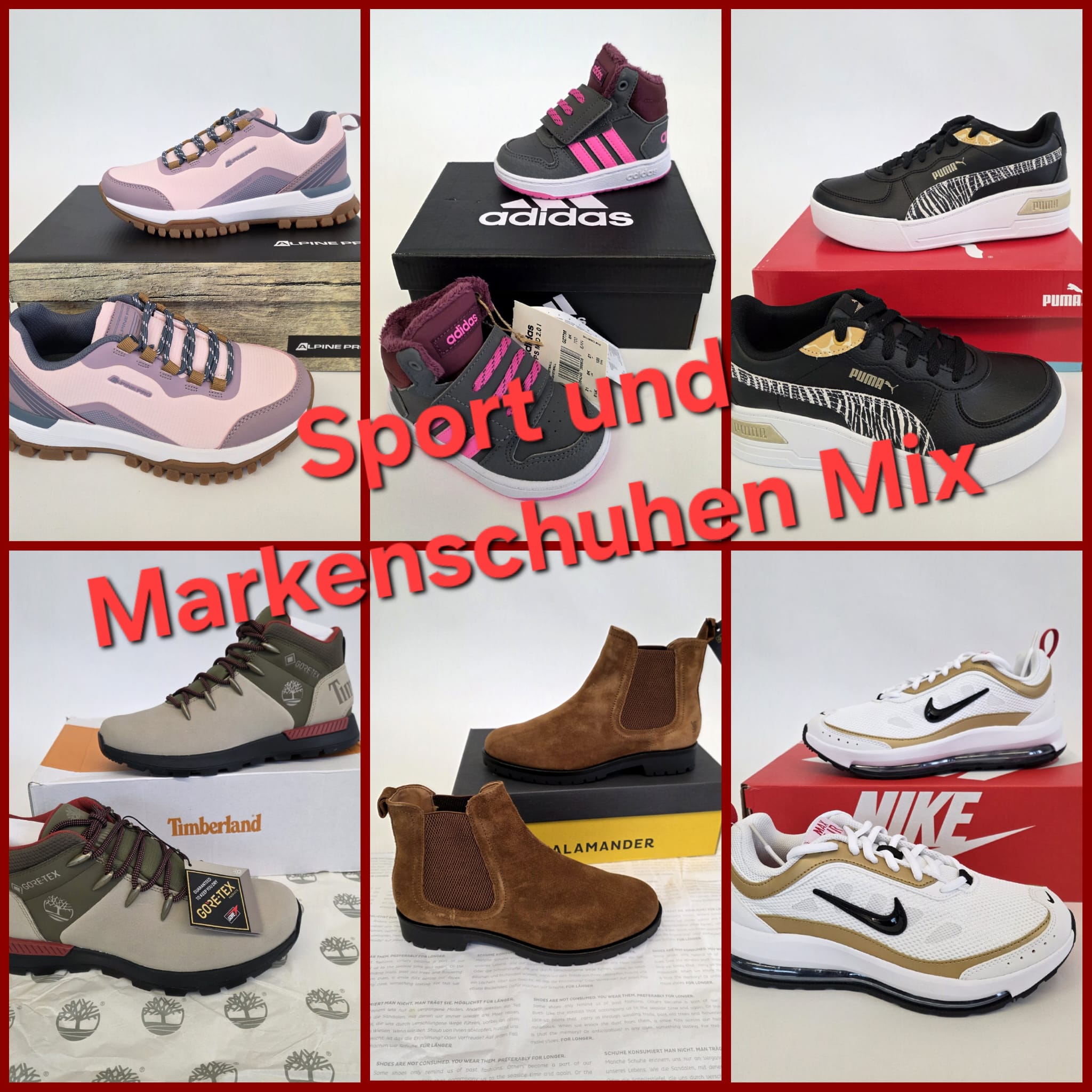 Mix aus Sport- und Markenschuhen von Adidas, Reebok, Columbia Puma, Nike, New Balance, Loap, Geox und mehr